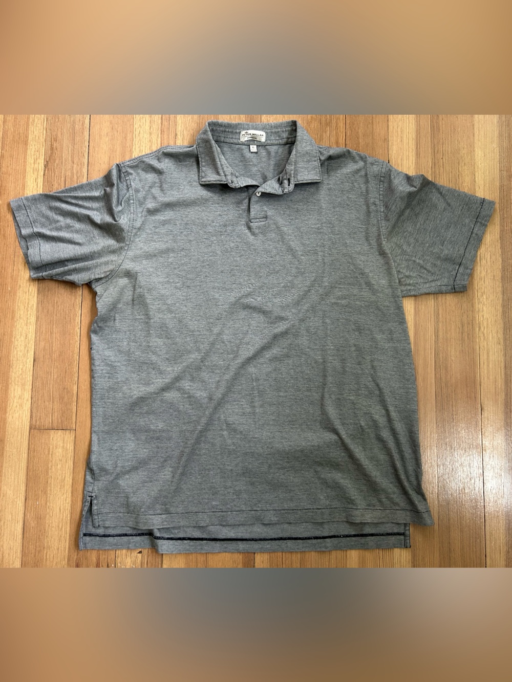 Peter Millar Nanoluxe Polo Shirt Mens XL Gray Micro Stripe Short Sleeve Golf